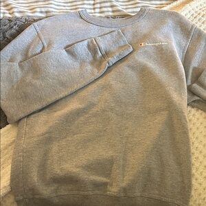 Champion Women's Heather Gray Crewneck Sweatshirt with Small Logo